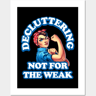 Decluttering Inspirational Saying Strong Woman Cleaning Posters and Art